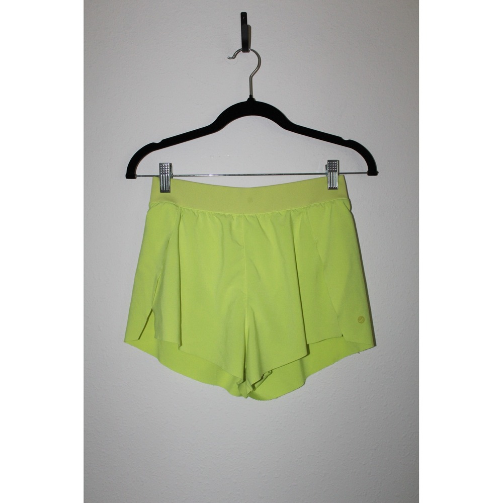CRZ Yoga Neon Yellow Athletic Running Shorts with Ribbed Waistband Size Small